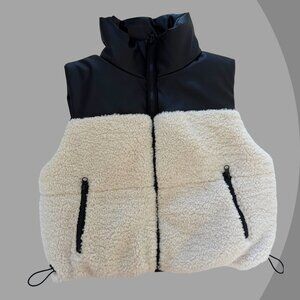 Reversible Black & Cream Sherpa Kids Vest